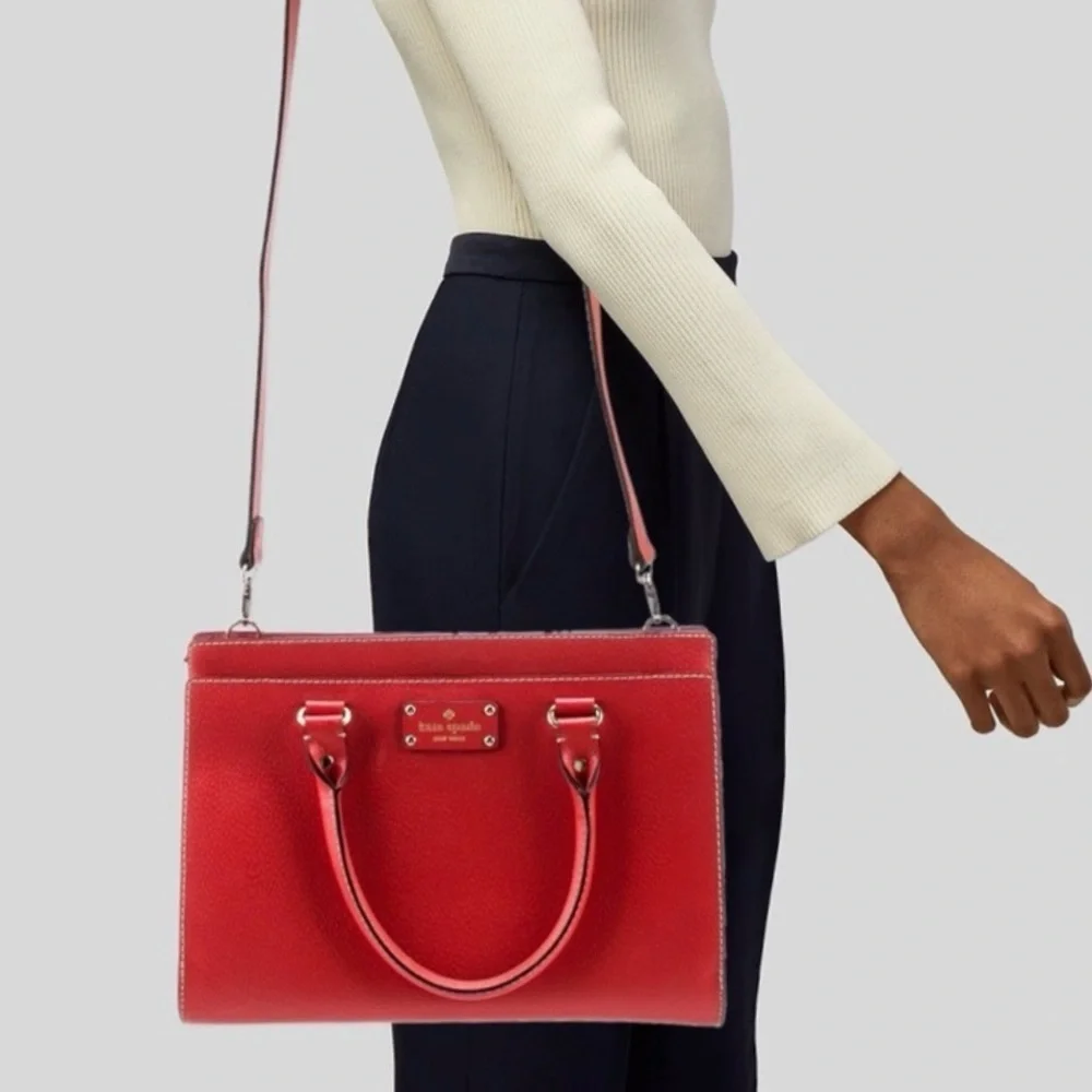 Kate Spade Wellsey Vibrant Red Leather Satchel NWOT
